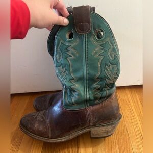 Double H ROPER two color green Leather Cowboy Boots Ranch Womens 11